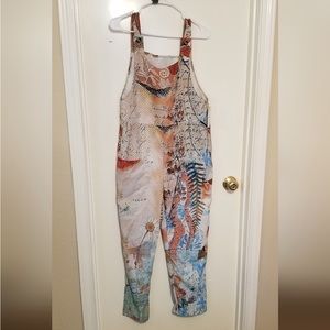 Pantalon sleeveless wide leg pockets jumpsuit multicolor X-Large